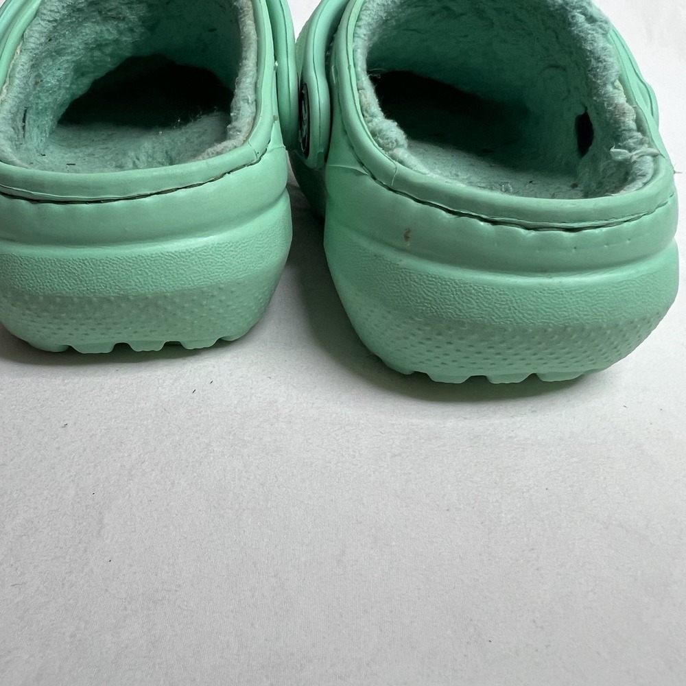 Crocs Lined Clogs Kids C6 Mint Green Fleece  Slip On Shoes Boys Girls - Picture 5 of 6